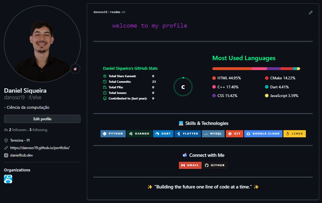 Print do perfil do Github